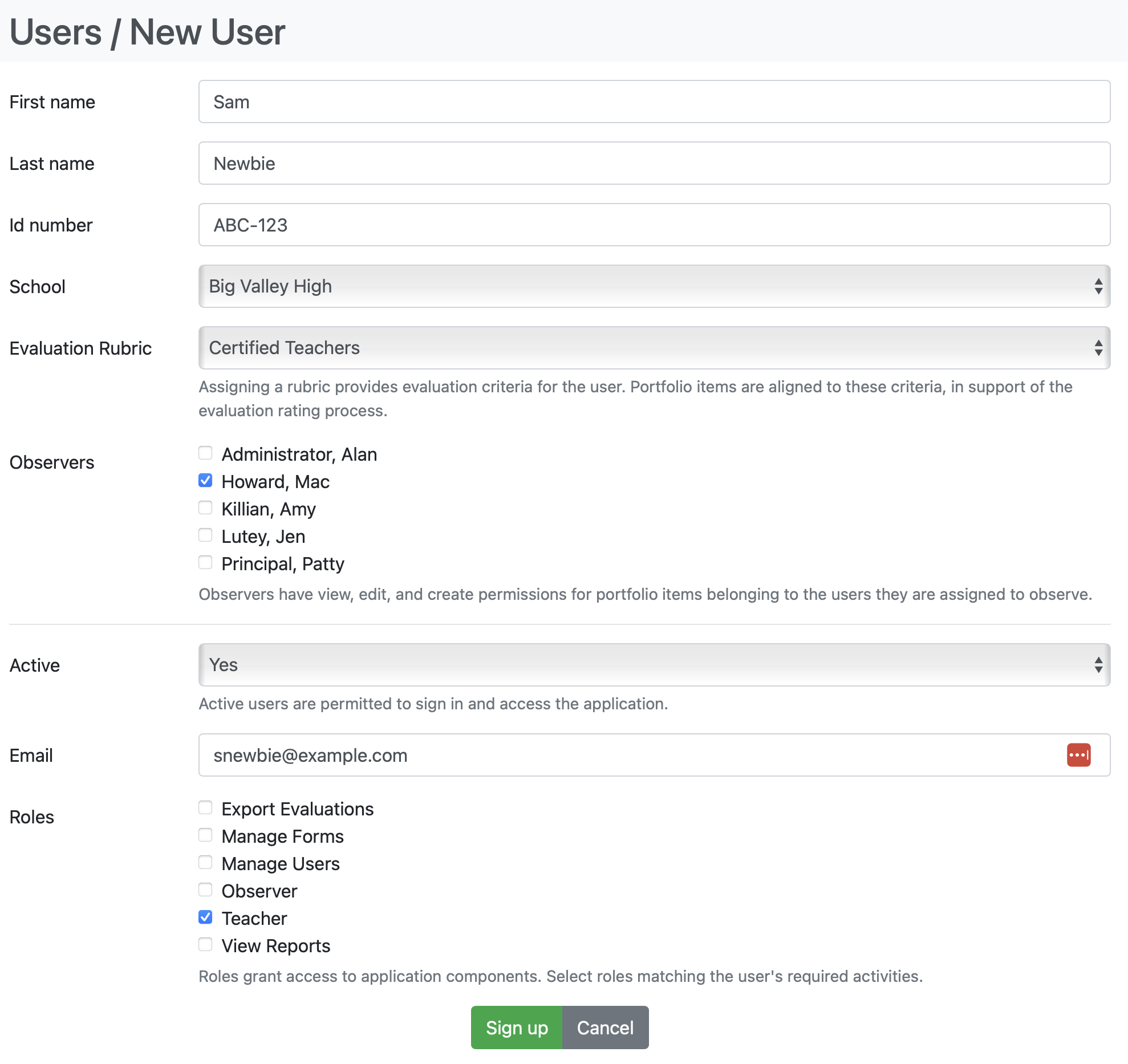 User Information Form